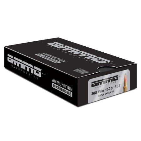 Ammo Inc Signature Hunt .308 Win Rifle Ammo - 150 Grain  Super Shock Tip  20Rd Box 308150SSTA20