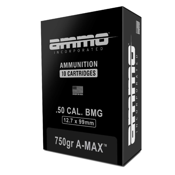 Ammo Inc Signature .50 BMG 750 Grain A-MAX Ammunition 10rd Box