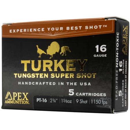 Apex Turkey Tss Shotgun Ammo 16 Ga. 2-3/4 In.1-5/8Oz #9 Shot  5 RD PT16-9