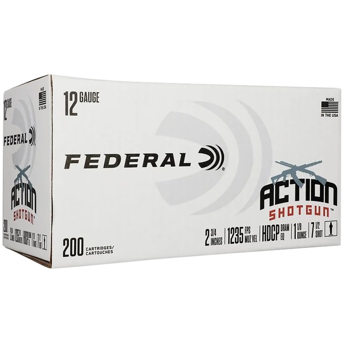 Federal Action Shotgun 12 Ga, 2.75", 1 1/8 oz, 7.5 Shot, 200rd Box