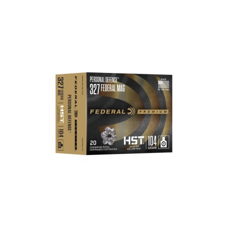 Federal Premium 327 Federal Mag HST Jacketed Hollow Point Brass Cased Pistol Ammunition, 20 Rounds, P327HST1S