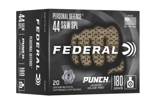 Federal Premium .44 S&W Puch Brass Cased Centerfire Pistol Ammunition, 20 Rounds, PD44SP1, 20 Rounds, PD44SP1