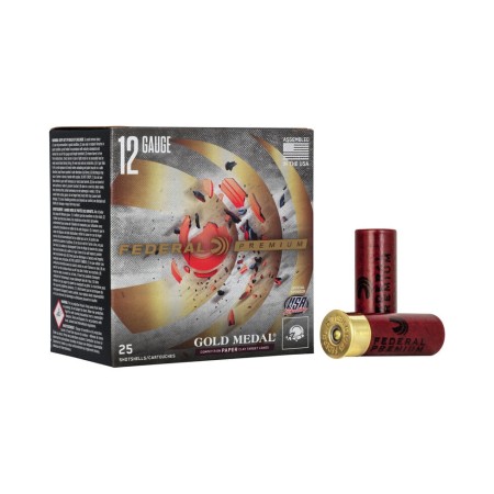 Federal Premium Gold Medal Paper 12 Gauge 2-3/4in 1oz 1290 FPS 8 Shot Size Shotgun Ammunition, 25 Rounds, GMT111 8