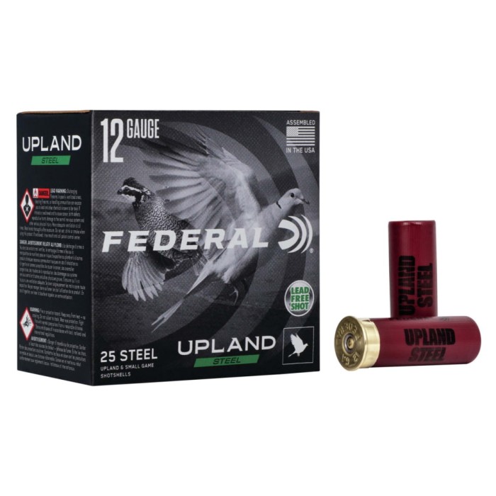 Federal Premium Upland Steel 12 Gauge 1oz 2 3/4in 1330 FPS 7.5 Steel Paper Wad Centerfire Shotgun Ammunition, USH122W 7.5, 25 Rounds, USH122W 7.5