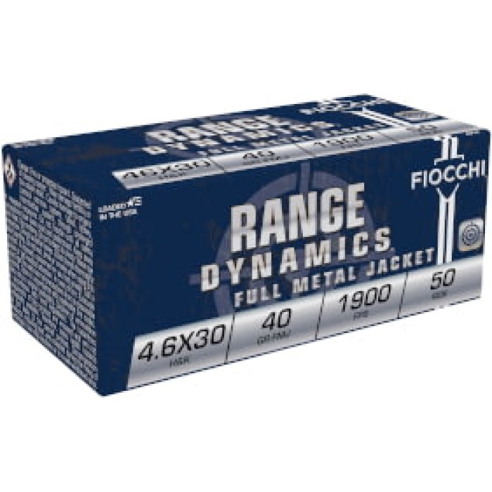 Fiocchi Range Dynamics 4.6X30MM H&K, 40gr, JHP [MPN: 46EXC] - 1000 rounds