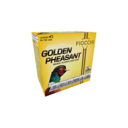 Fiocchi Golden Pheasant 12ga 1-1/4 2.75in 1400fps 4 Shot Centerfire Shotgun Ammunition, 25 Rounds, 12GPB4