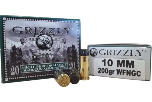 Grizzly Cartridge 10 mm 200 Grain Wide Flat Nose Gas Checked Pistol Ammo, 20 Rounds, GC10M8