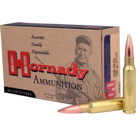 Hornady .308 Win 168 gr BTHP 50rds