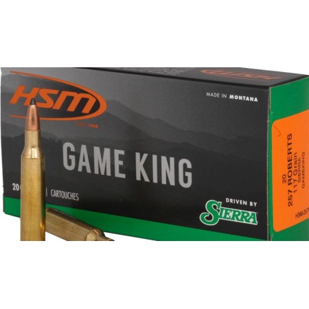 Hsm Game King Rifle Ammunition 257 Roberts Sierra Spitzer BT 117 Gr. 20 Rd. HSM-257RBTS-7-N