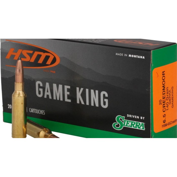 Hsm Game King Rifle Ammunition 6.5 Creedmoor Sierra Spitzer BT 140 Gr. 20 Rd. HSM-65 CREEDMOOR-1-N