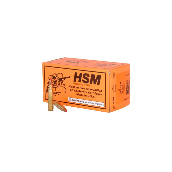 Hsm Ammunition 222 Rem 50Gr Hornady V-Max 20Rd 25Bx/Cs 222-8-N-20