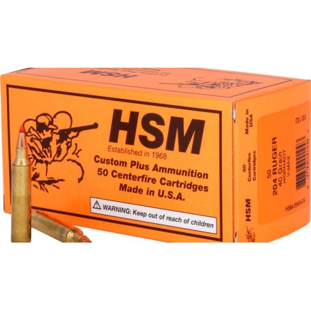 Hsm Varmint Rifle Ammunition 204 Ruger V-Max 40 Gr. 50 Rd. HSM-204R-6-N