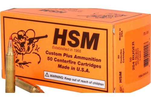 Hsm Varmint Rifle Ammunition 204 Ruger V-Max 40 Gr. 50 Rd. HSM-204R-6-N