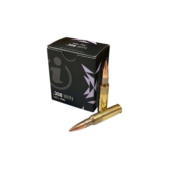 Igman .308 Winchester 147 Grain Full Metal Jacket Brass Cased Centerfire Rifle Ammunition, 20 Rounds, AMMLIVING308