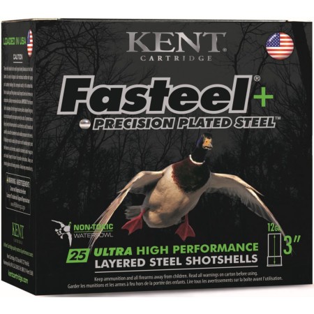 Kent Cartridge Fasteel + Precision Plated Steel 12 Gauge 3.5in #2X4 1.5oz Waterfowl Shotshells - 25 Rounds