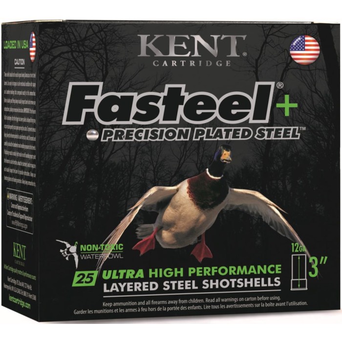 Kent Cartridge Fasteel + Precision Plated Steel 12 Gauge 3.5in #2X4 1.5oz Waterfowl Shotshells - 25 Rounds