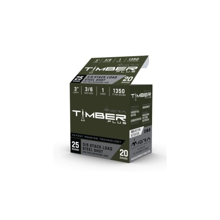 Migra Timber Plus 20 Gauge 1 oz 3 in 1400 ft/s #3 Steel/ #6 Bismuth Staxd Load Centerfire Shotgun Shot Ammo, 25 Rounds, M-20SB3-6