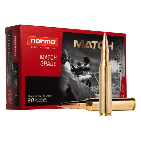 Norma Golden Target .338 LAPUA MAG 250 Grain Boat Tail Hollow Point Brass Cased Rifle Ammo, 20 Rounds, 10185442