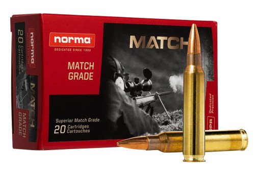 Norma Golden Target .223 REM 77 Grain Boat Tail Hollow Point Brass Cased Rifle Ammo, 20 Rounds, 2423552