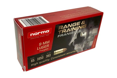 Norma Range & Training Frangible 9mm Luger 65gr Pistol Ammo (50/box) 630140050