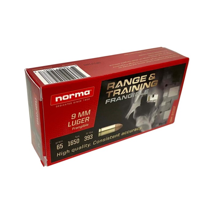 Norma Range & Training Frangible 9mm Luger 65gr Pistol Ammo (50/box) 630140050