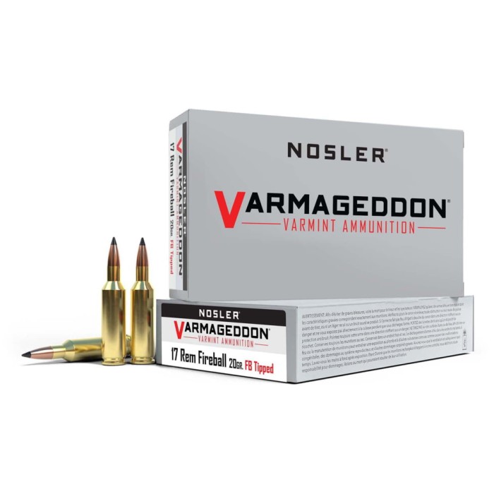 Nosler Varmageddon Rifle Ammunition .17 Rem Fireball 20 gr FB Tipped 4200 fps 20/ct