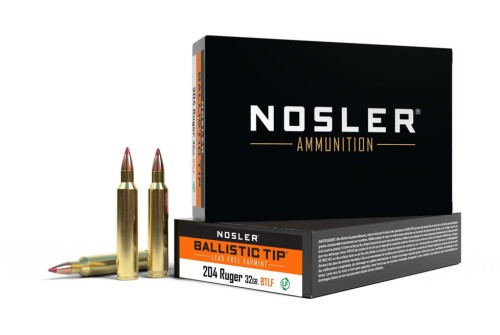 Nosler 204 Ruger, Ballistic Tip , 32 grain, Brass Cased, 20 Rounds, 61040