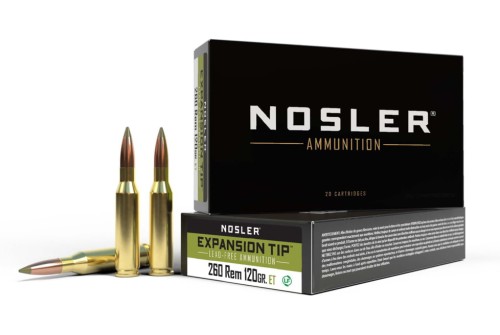 Nosler .260 Remington 120 Grain E-Tip Brass Cased Centerfire Rifle Ammo, 20 Rounds, 40672