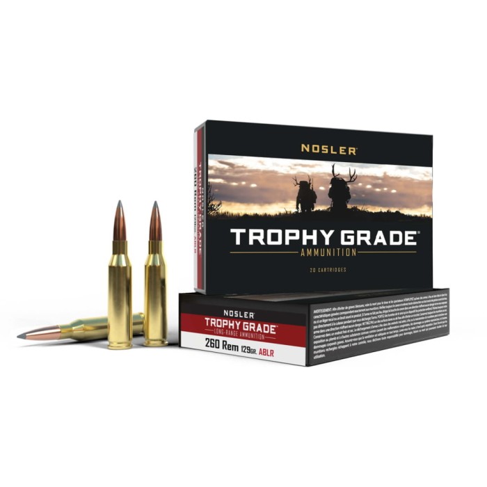 Nosler .260 Remington, Long Range AccuBond , 129 grain, Brass Cased, 20 Rounds, 61022