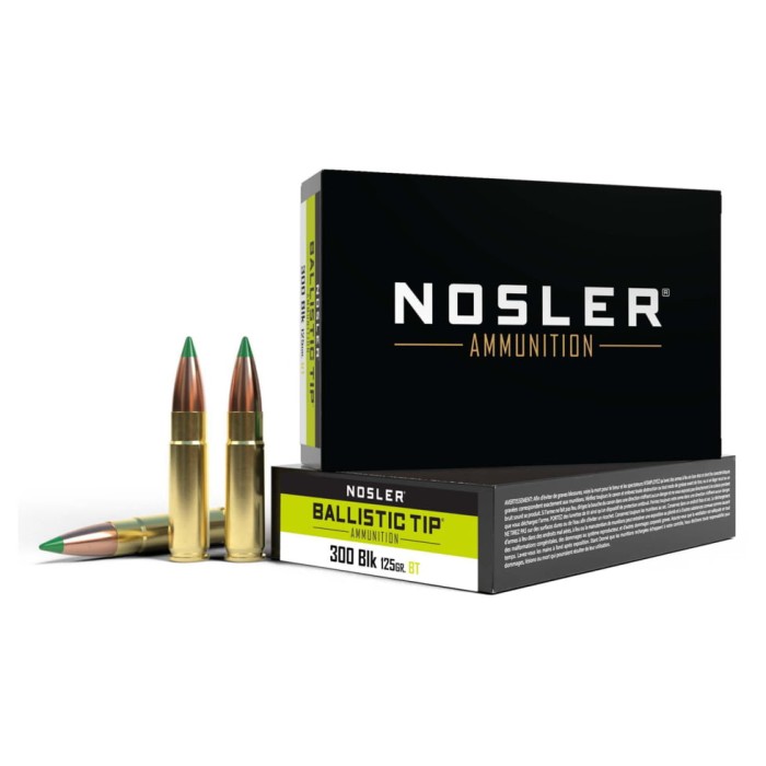 Nosler .300 AAC Blackout, Ballistic Tip , 125 grain, Brass Cased, 20 Rounds, 61032