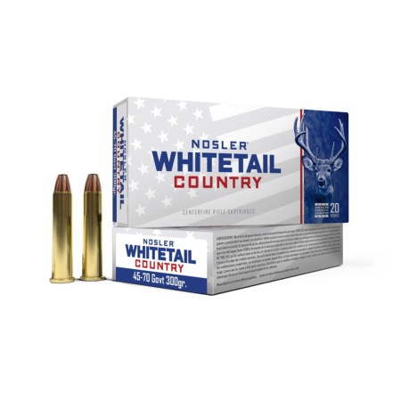 Nosler Whitetail Country Rifle Ammo 45-70 Govt 300 gr. SW 20 rd. - Brass Casing