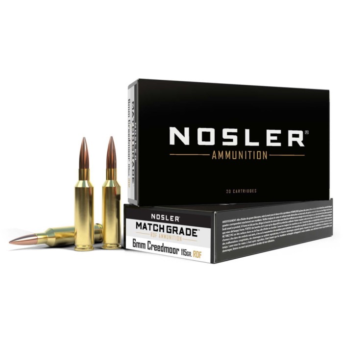 NOSLER AMMO 6MM CREEDMOOR 115GR MATCH RDF HPBT 20rd BOX