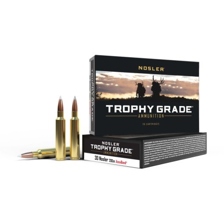 Nosler Trophy Grade .30 Nosler 200 Grain AccuBond Brass Cased Centerfire Rifle Ammo, 20 Rounds, 61012