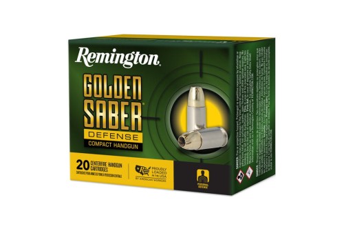 Remington Golden Saber Defense Compact 45 Auto 230 Grain Brass Jacketed Hollow Point Nickel-Plated Cased Pistol Ammunition, 20 Rounds, 27619