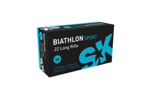 SK Biathlon Sport .22 Long Rifle 40 grain Lead Round Nose Brass Cased Rimfire Ammo, 50 Rounds, 420113