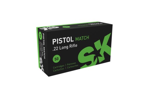 SK Pistol Match, .22 Long Rifle, 40 grain, Lead Round Nose, Brass, Rimfire Ammo, 50 Rounds, 420114