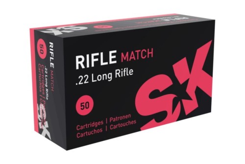 SK Ammunition Match Rimfire Brass .22 LR 40 Grain 50-Rounds LRN