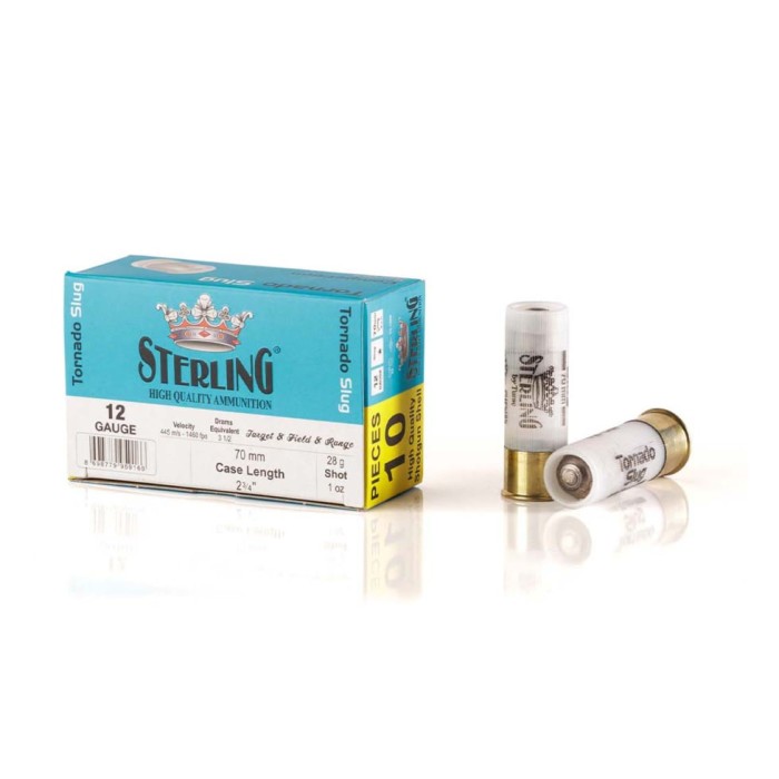 Sterling Sterling Tornado Slugs 12Ga 1 oz 2 3/4in Centerfire Shotgun Slug Ammunition, 10 Rounds, 96045