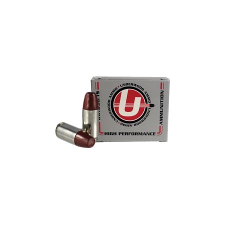 Underwood Ammo Hunting, 9mm +P, 147 Grain, Hard Cast Lead Flat Nose, Nickel Plated Brass Case, Centerfire Pistol Ammo, 20 Rounds Box, 719