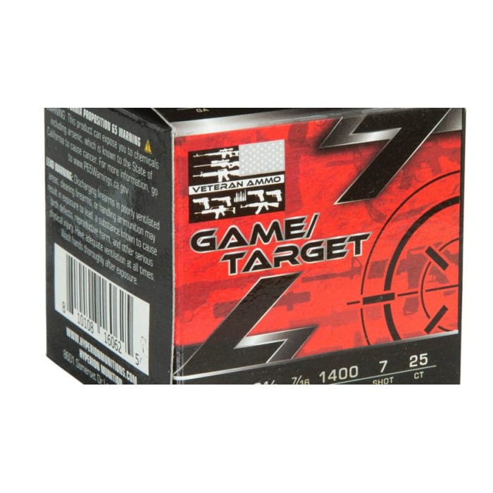 Veteran Ammo Game & Target Load 410 Ga. 2.5 In. 7/16 Oz. 1400 Fps 7 Shot 25 Rd. VETSS-410G-7-7/16OZ