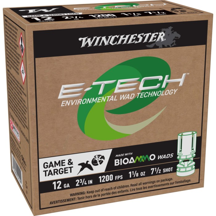 Winchester E-Tech 12 Ga, 2.75", 1 1/8 oz, 7.5 Shot, 25rd Box