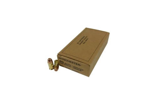 Winchester Military Service Grade Handgun Ammo .45 ACP 230 gr FMJ 865 fps 500/case, SG45WC