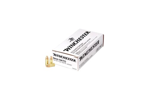 Winchester NATO Handgun Ammo 9mm Luger 124 gr FMJ 500/case, Q4318C