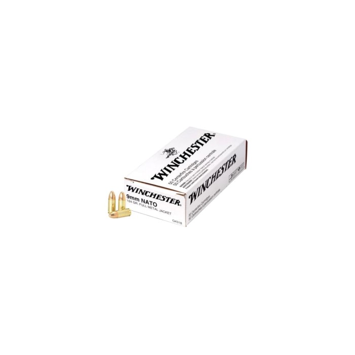 Winchester NATO Handgun Ammo 9mm Luger 124 gr FMJ 500/case, Q4318C