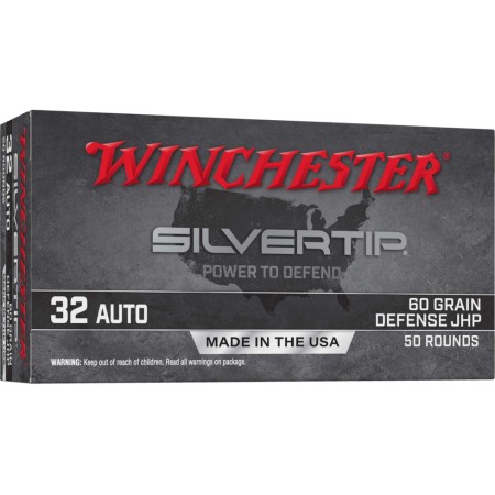 Winchester Super-X .32 Auto 60 Grain Jacketed Hollow Point Centerfire Pistol Ammunition, 50 Rounds, W32AST