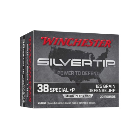 Winchester Super-X .38 Special +P 125 Grain Silvertip Jacketed Hollow Point Centerfire Pistol Ammunition, 20 Round, W38PST