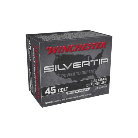 Winchester Super-X .45 Colt 225 Grain Silvertip Jacketed Hollow Point Centerfire Pistol Ammunition, 20 Round, W45CST