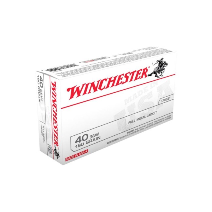 Winchester Usa Handgun Ammunition .40 S&W 180 GR Fmj 500/Ct Q4238C