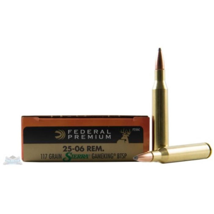 Federal 25-06 117gr Sierra GameKing BTSP Vital-Shok Ammunition 20rds - P2506C