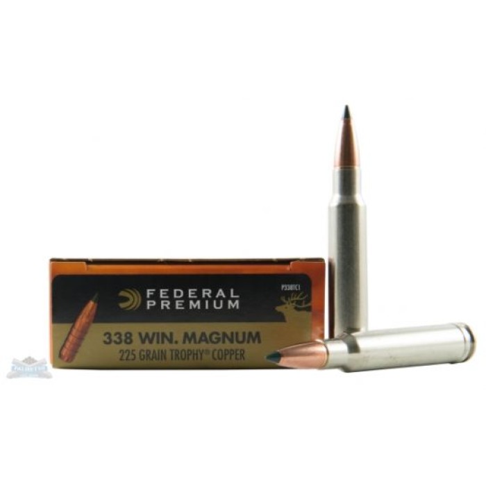 Federal 338 Magnum 225GR Trophy Copper Vital-Shok Ammunition 20rds - P338TC1